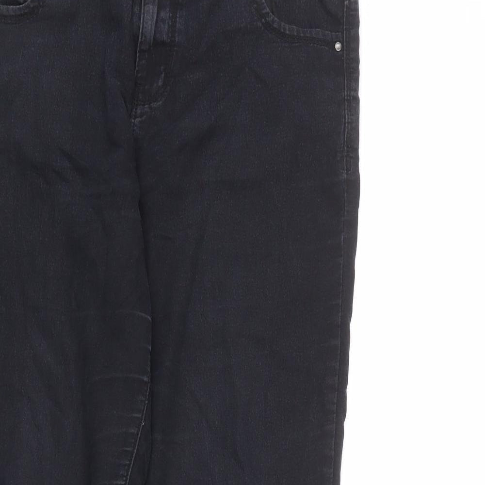 Denim & Co. Womens Black Cotton Skinny Jeans Size 12 L23 in Regular Zip - Short