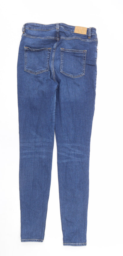 Monki Womens Blue Cotton Skinny Jeans Size 32 in L29 in Regular Zip