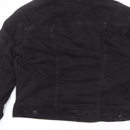 Denim & Co. Womens Black Jacket Size 6 Button