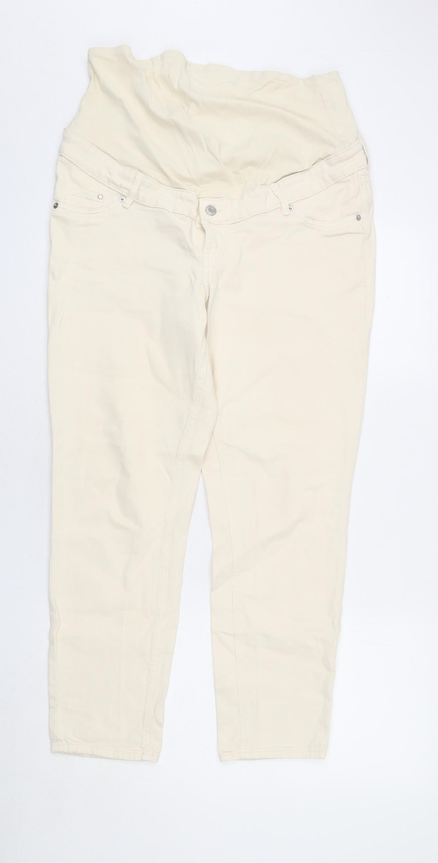 Womens UK Size L H&M Regular Fit Straight Beige Jeans