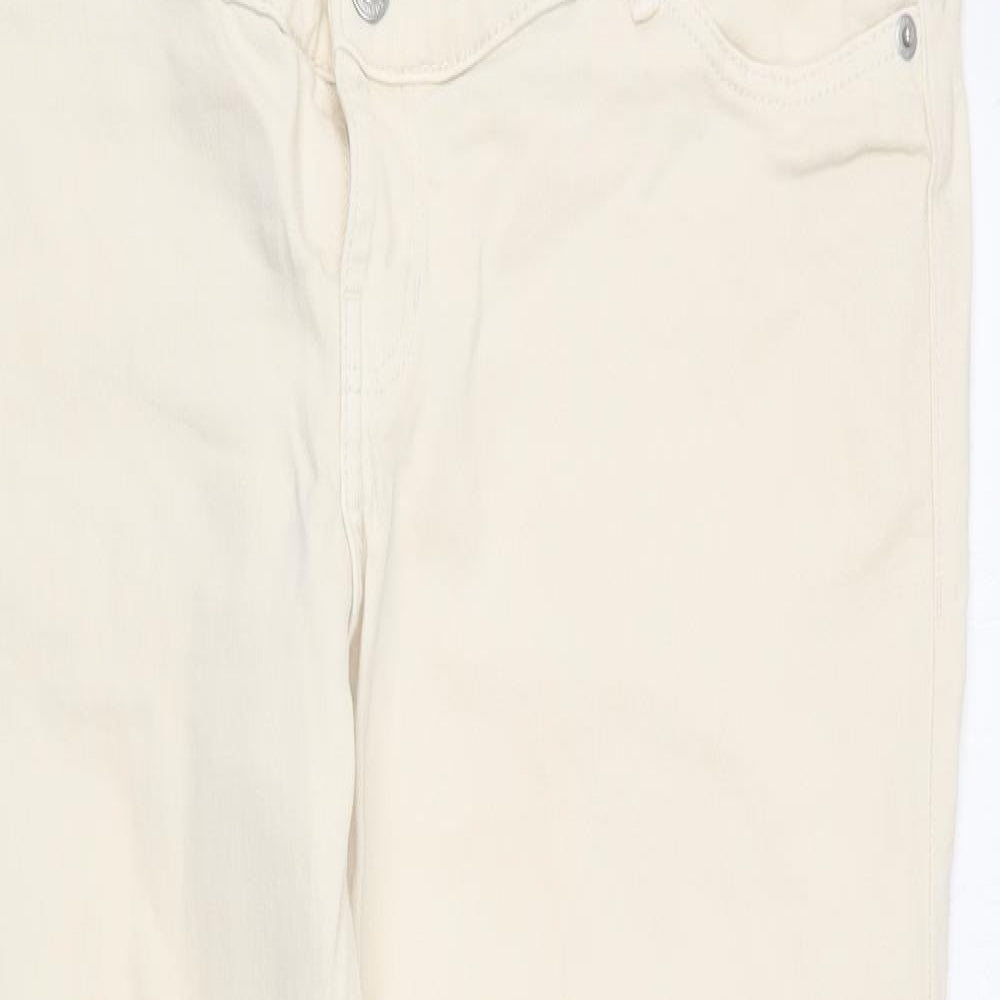 Womens UK Size L H&M Regular Fit Straight Beige Jeans
