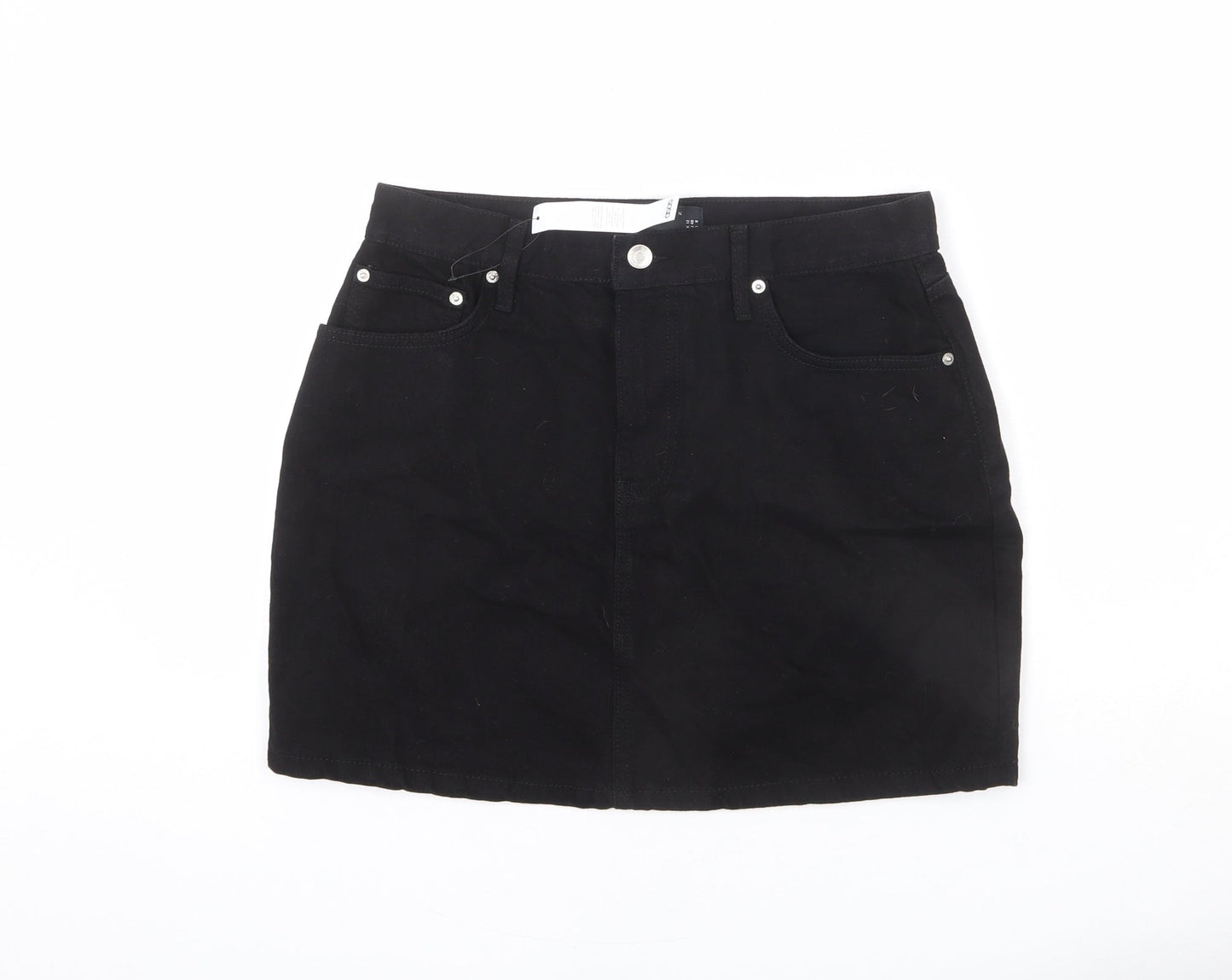 ASOS Womens Black Cotton A-Line Skirt Size 12 Zip