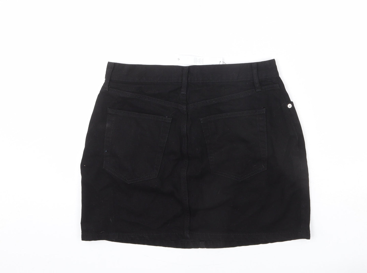 ASOS Womens Black Cotton A-Line Skirt Size 12 Zip