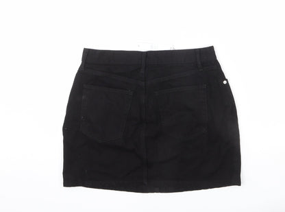 ASOS Womens Black Cotton A-Line Skirt Size 12 Zip