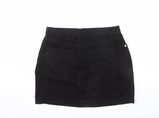 ASOS Womens Black Cotton A-Line Skirt Size 12 Zip