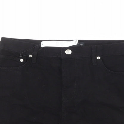 ASOS Womens Black Cotton A-Line Skirt Size 12 Zip