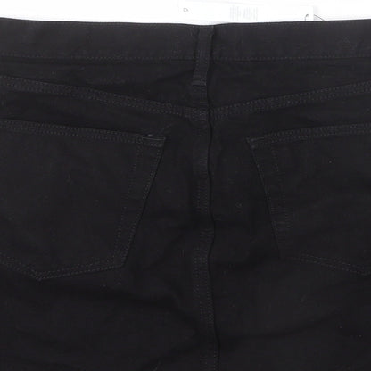 ASOS Womens Black Cotton A-Line Skirt Size 12 Zip