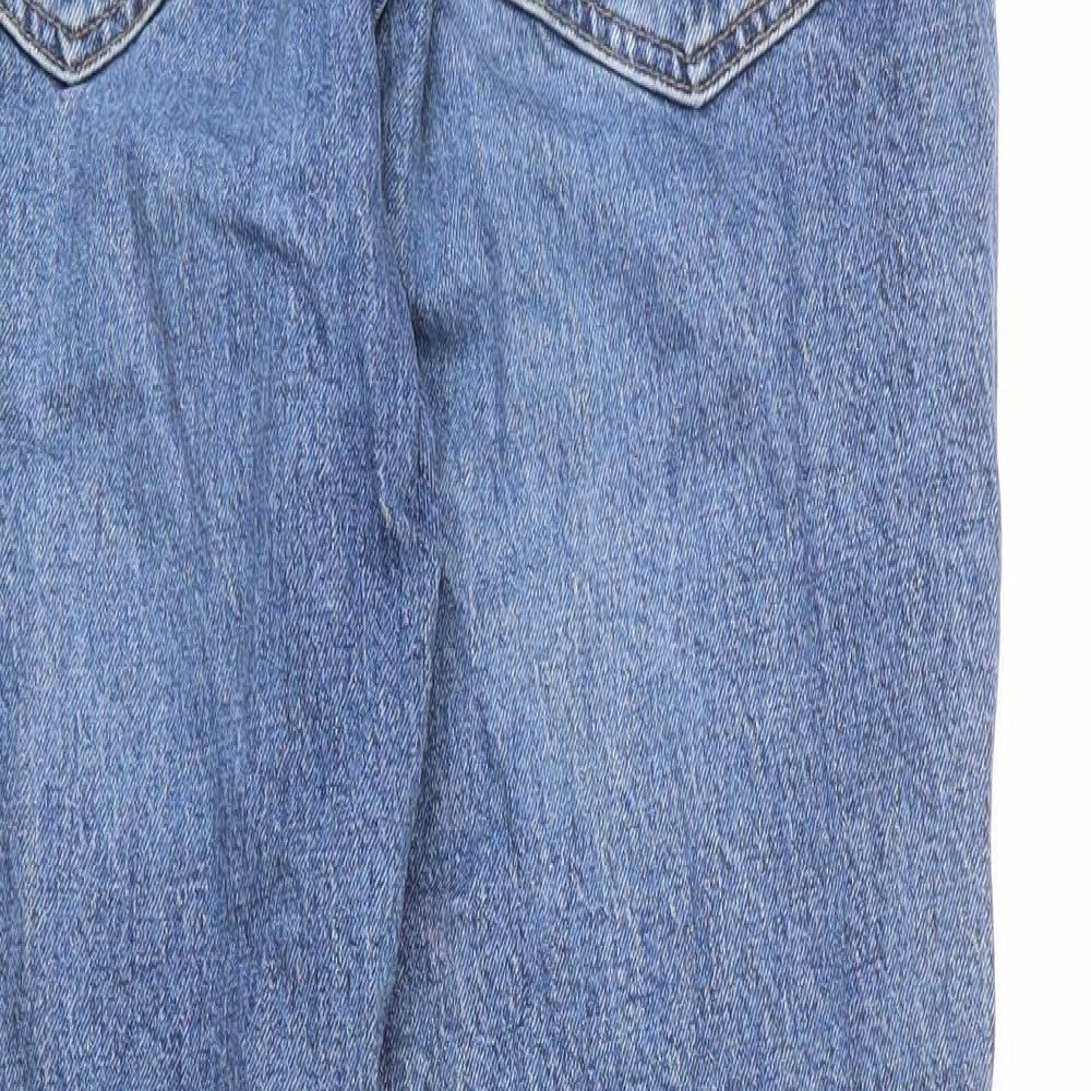 Topshop Womens Blue Cotton Straight Jeans Size 30 in L32 in Regular Zip - Distressed Hems