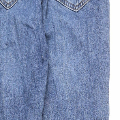 Topshop Womens Blue Cotton Straight Jeans Size 30 in L32 in Regular Zip - Distressed Hems