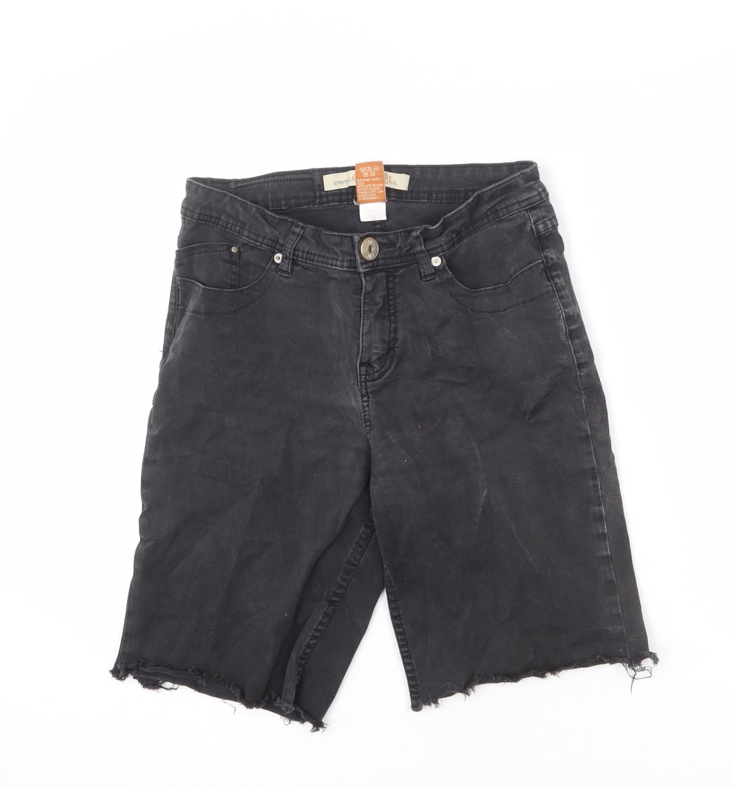 Christopher Blue Womens Black Cotton Bermuda Shorts Size 8 L9 in Regular Zip - Cut-Off Look