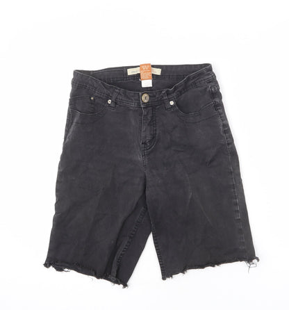 Christopher Blue Womens Black Cotton Bermuda Shorts Size 8 L9 in Regular Zip - Cut-Off Look