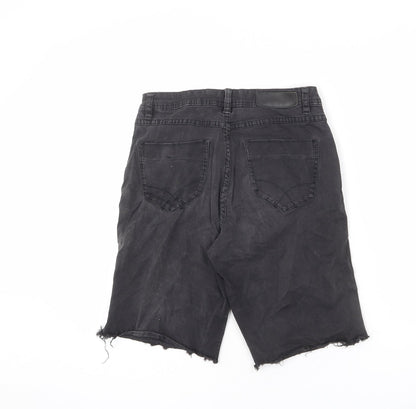 Christopher Blue Womens Black Cotton Bermuda Shorts Size 8 L9 in Regular Zip - Cut-Off Look