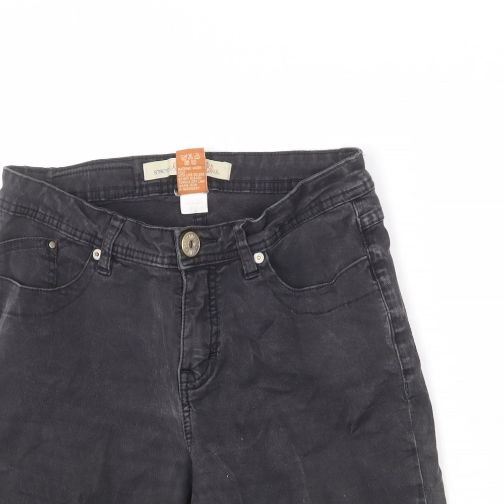 Christopher Blue Womens Black Cotton Bermuda Shorts Size 8 L9 in Regular Zip - Cut-Off Look