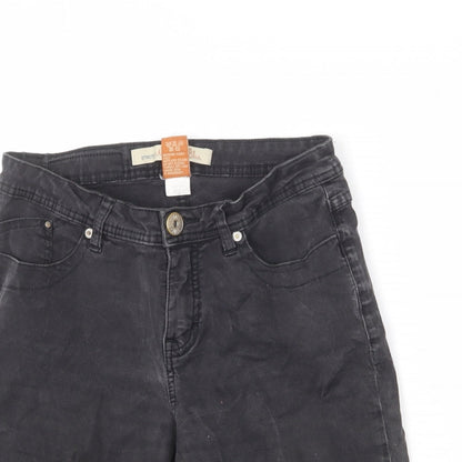 Christopher Blue Womens Black Cotton Bermuda Shorts Size 8 L9 in Regular Zip - Cut-Off Look
