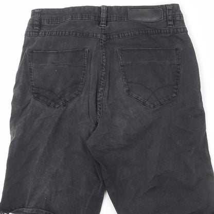 Christopher Blue Womens Black Cotton Bermuda Shorts Size 8 L9 in Regular Zip - Cut-Off Look