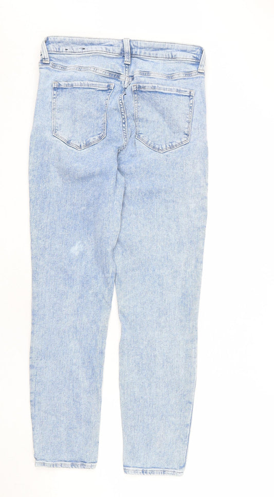 Gap Womens Blue Cotton Skinny Jeans Size 10 L30 in Regular Zip - Acid Wash Effect