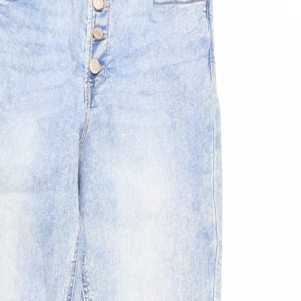 Gap Womens Blue Cotton Skinny Jeans Size 10 L30 in Regular Zip - Acid Wash Effect