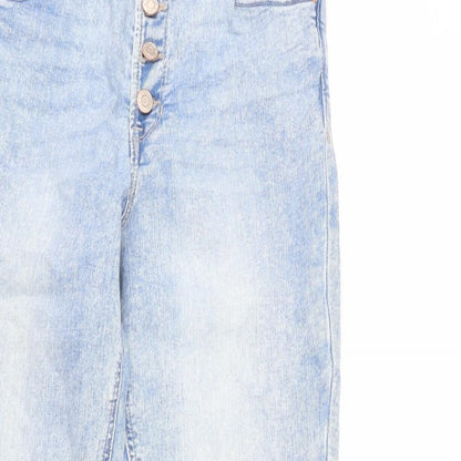 Gap Womens Blue Cotton Skinny Jeans Size 10 L30 in Regular Zip - Acid Wash Effect