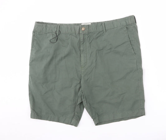 Marks and Spencer Mens Green Cotton Chino Shorts Size 44 in L10 in Regular Zip