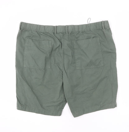 Marks and Spencer Mens Green Cotton Chino Shorts Size 44 in L10 in Regular Zip