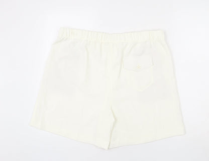 Marks and Spencer Womens Ivory Polyester Paperbag Shorts Size 18 L6 in Regular Pull On