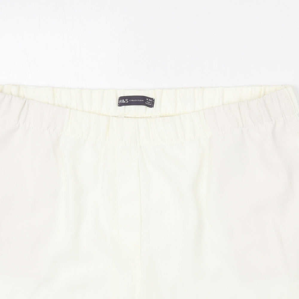 Marks and Spencer Womens Ivory Polyester Paperbag Shorts Size 18 L6 in Regular Pull On