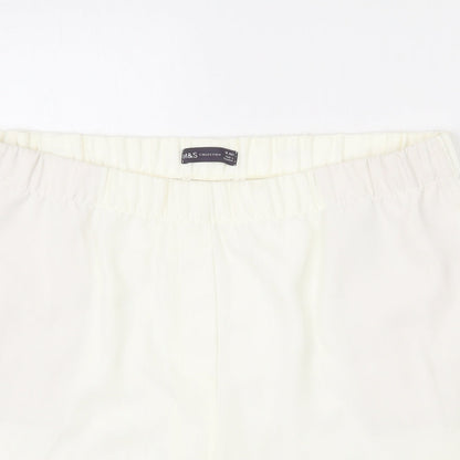 Marks and Spencer Womens Ivory Polyester Paperbag Shorts Size 18 L6 in Regular Pull On
