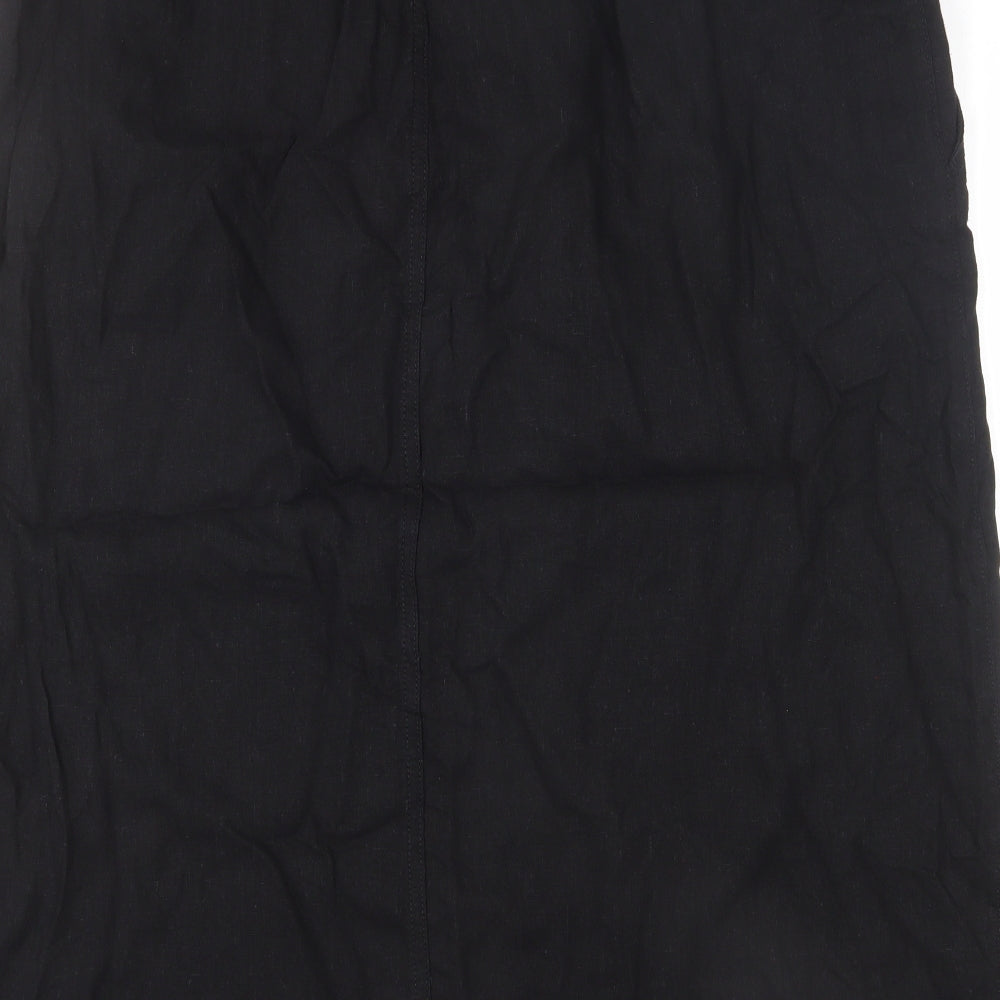 Marks and Spencer Womens Black Viscose A-Line Skirt Size 20 - Side Slits, Tie Details, Elastic Waist