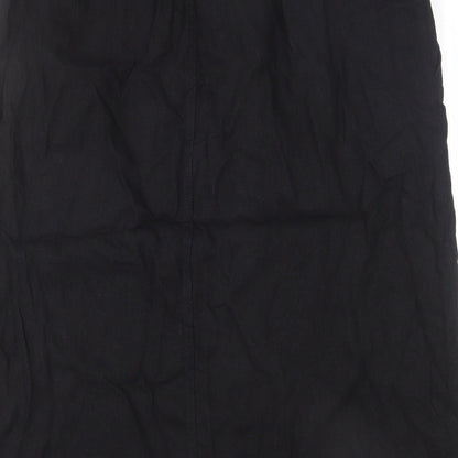 Marks and Spencer Womens Black Viscose A-Line Skirt Size 20 - Side Slits, Tie Details, Elastic Waist