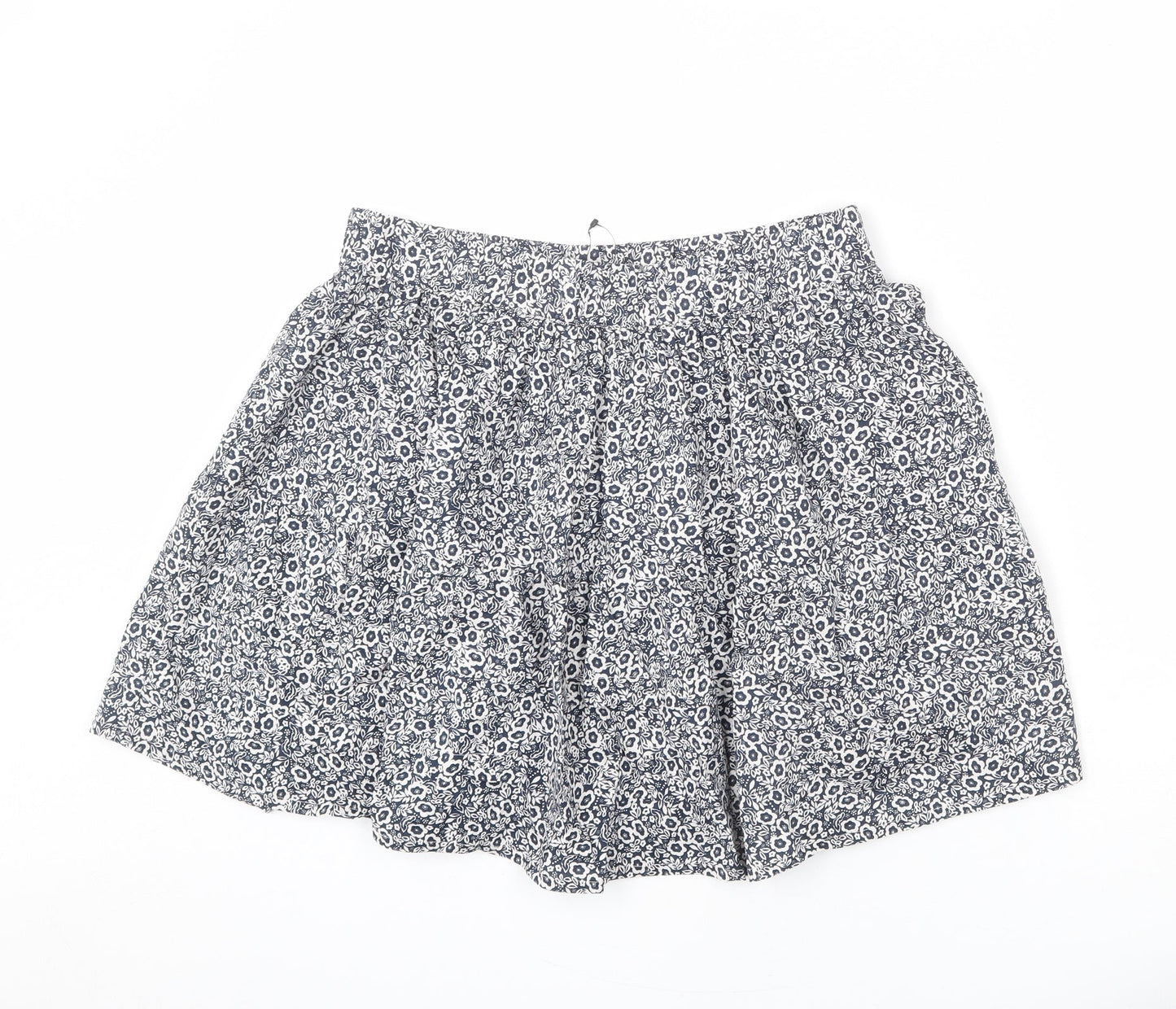 Marks and Spencer Womens Blue Floral Cotton Flare Skirt Size 14