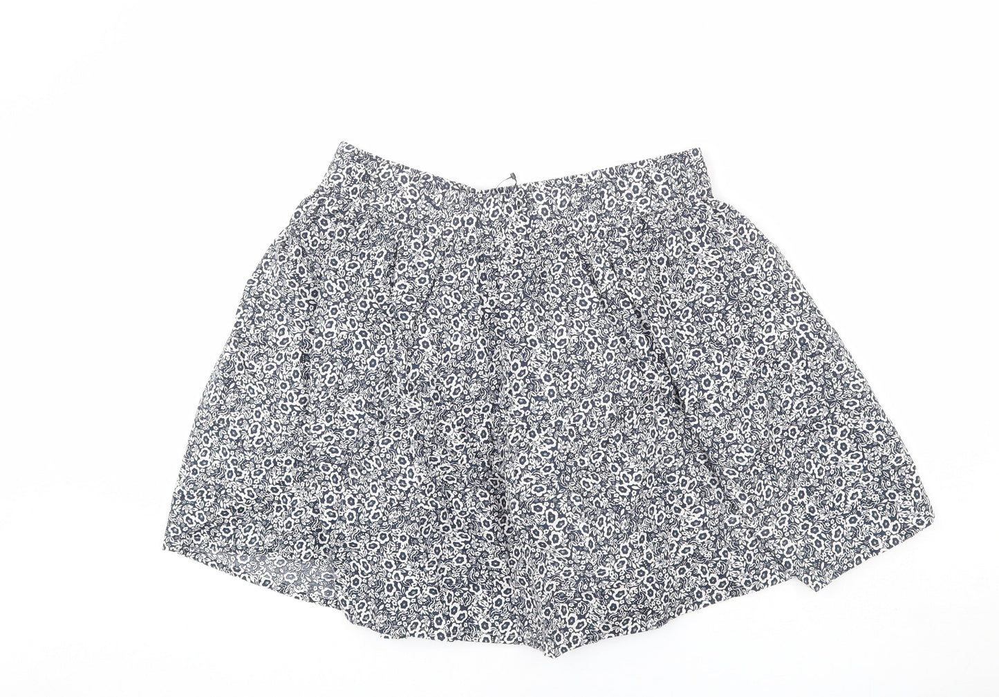 Marks and Spencer Womens Blue Floral Cotton Flare Skirt Size 14