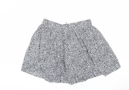 Marks and Spencer Womens Blue Floral Cotton Flare Skirt Size 14