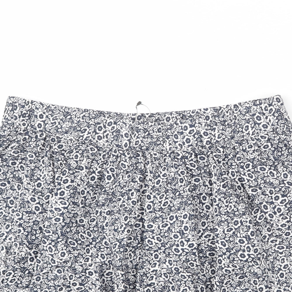 Marks and Spencer Womens Blue Floral Cotton Flare Skirt Size 14