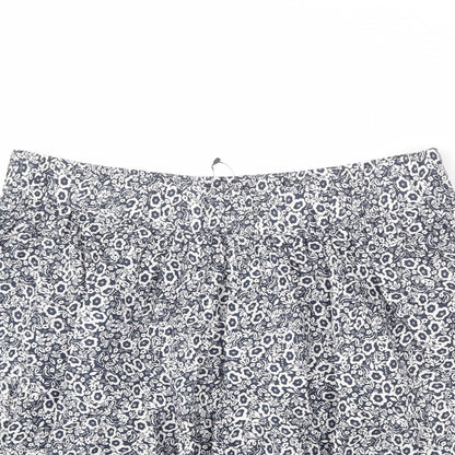 Marks and Spencer Womens Blue Floral Cotton Flare Skirt Size 14