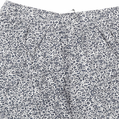 Marks and Spencer Womens Blue Floral Cotton Flare Skirt Size 14