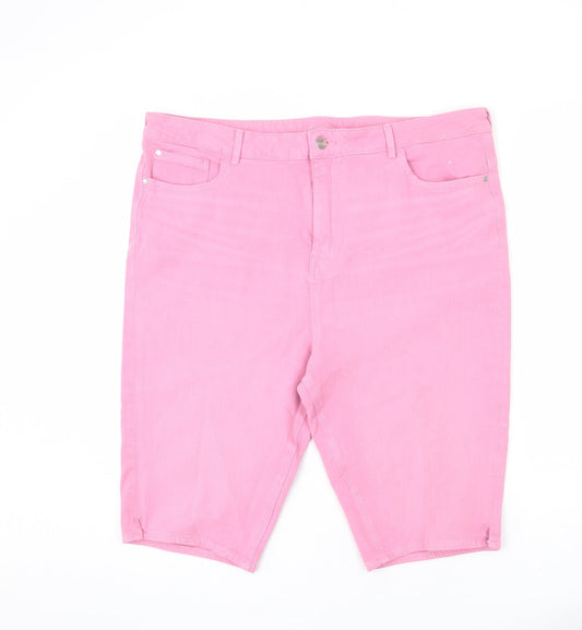 Marks and Spencer Womens Pink Cotton Bermuda Shorts Size 40 L12 in Regular Zip
