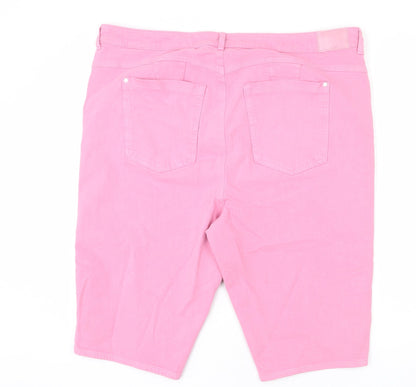 Marks and Spencer Womens Pink Cotton Bermuda Shorts Size 40 L12 in Regular Zip