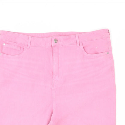 Marks and Spencer Womens Pink Cotton Bermuda Shorts Size 40 L12 in Regular Zip