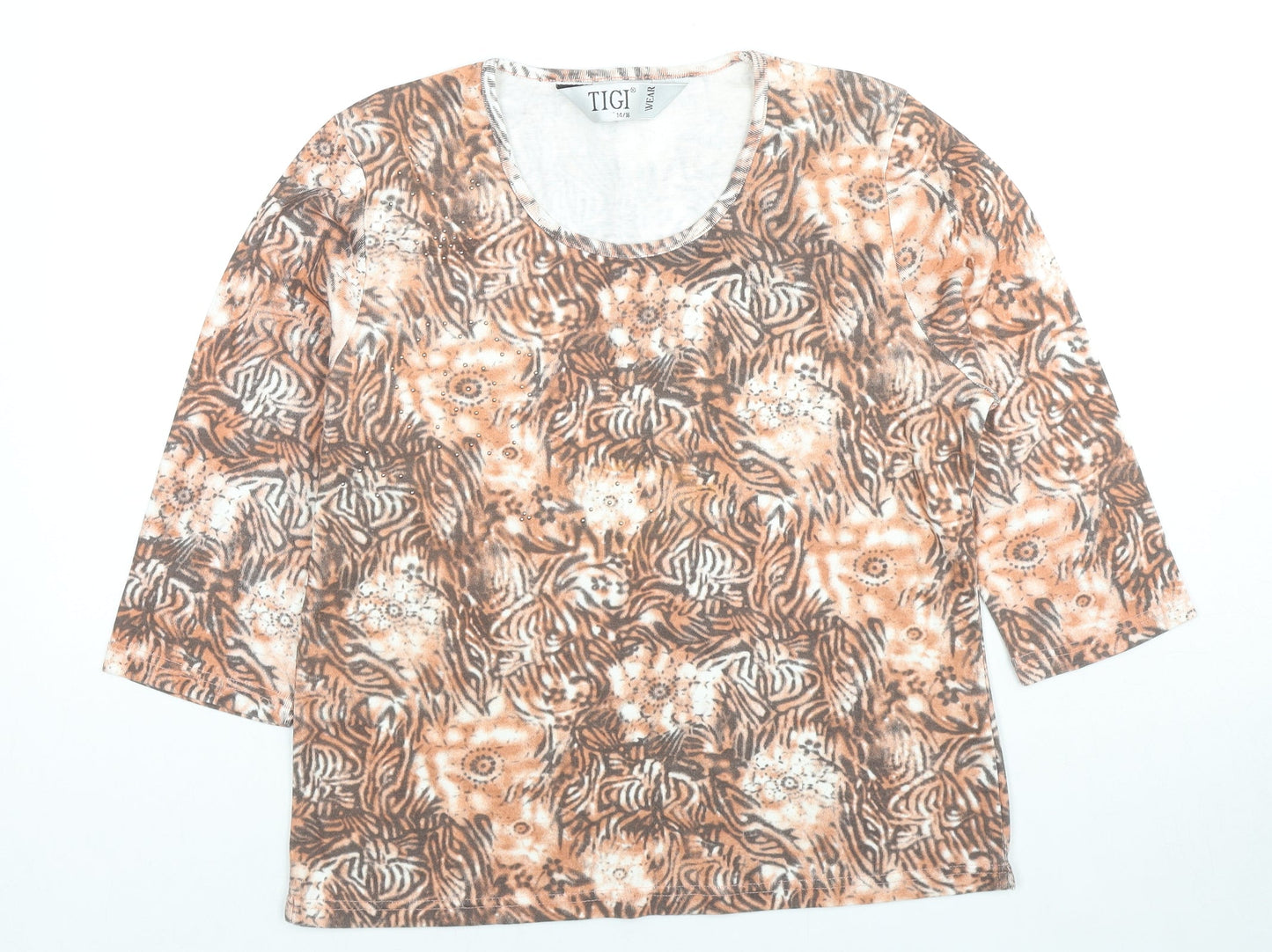 Womens UK Size 14 TIGI Beige Basic Blouse