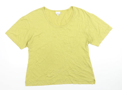 EAST Womens Green Cotton Basic T-Shirt Size M Round Neck
