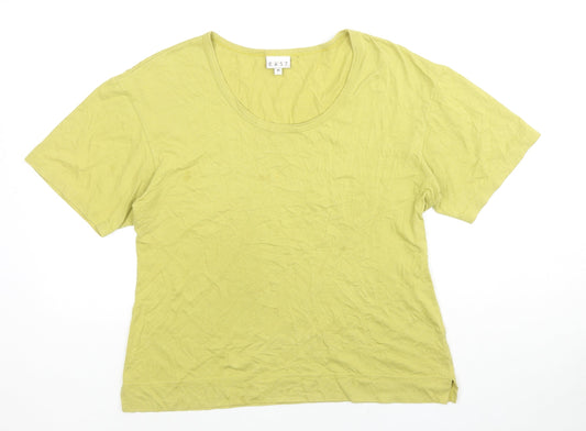 EAST Womens Green Cotton Basic T-Shirt Size M Round Neck