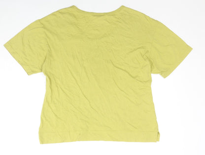 EAST Womens Green Cotton Basic T-Shirt Size M Round Neck