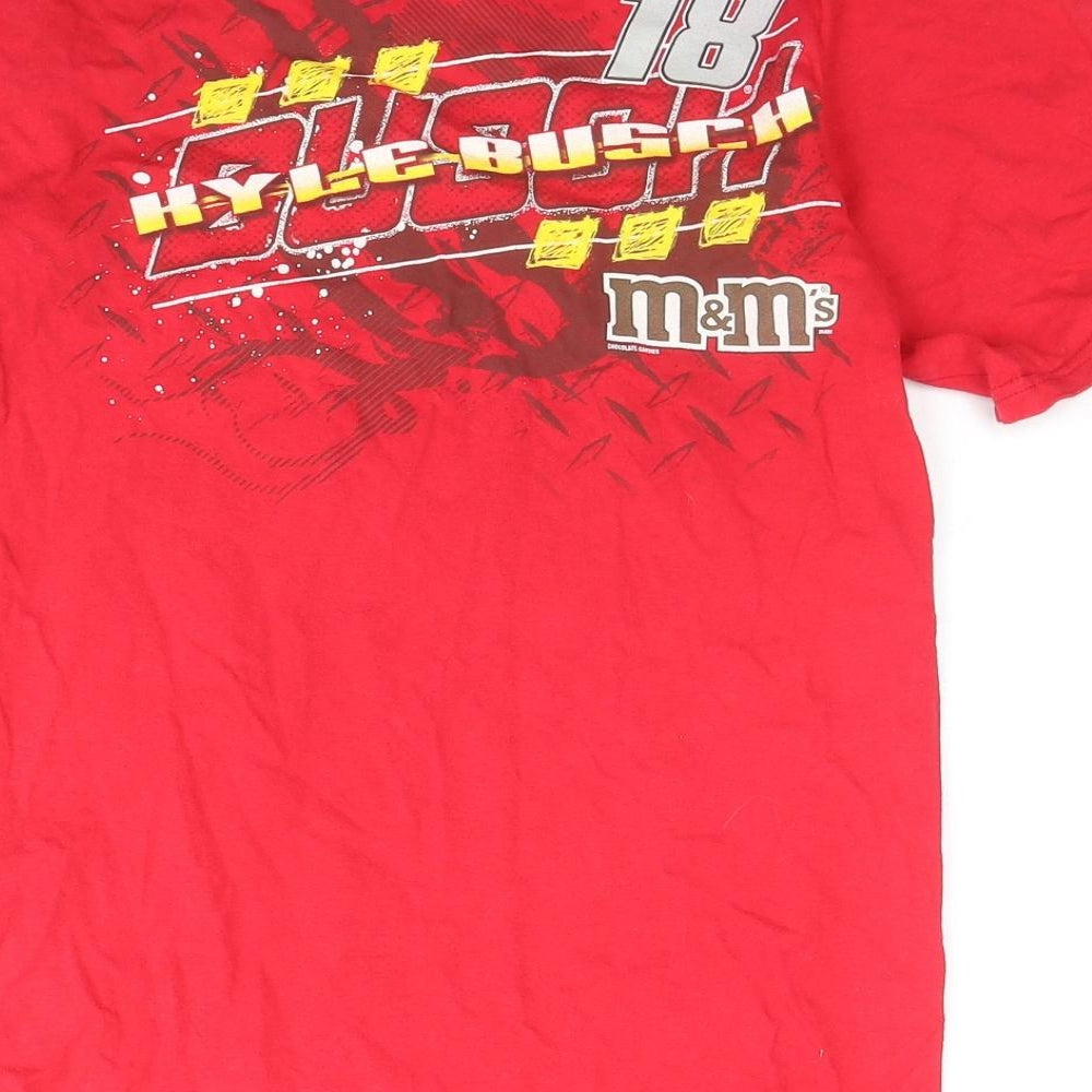 Chase Boys Red Cotton Basic T-Shirt Size S Round Neck Pullover - Joe Gibbs Racing M&M's