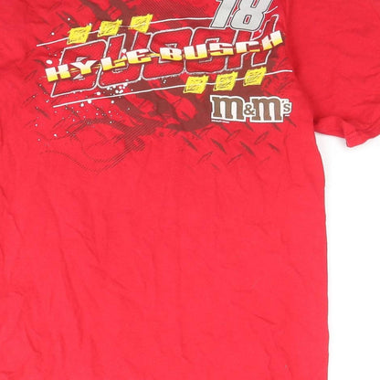 Chase Boys Red Cotton Basic T-Shirt Size S Round Neck Pullover - Joe Gibbs Racing M&M's