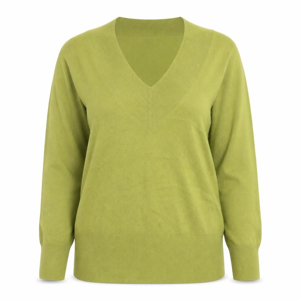 Conington Womens Green V-Neck Acrylic Pullover Jumper Size M