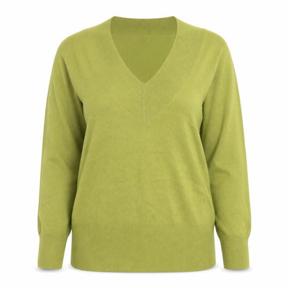 Conington Womens Green V-Neck Acrylic Pullover Jumper Size M