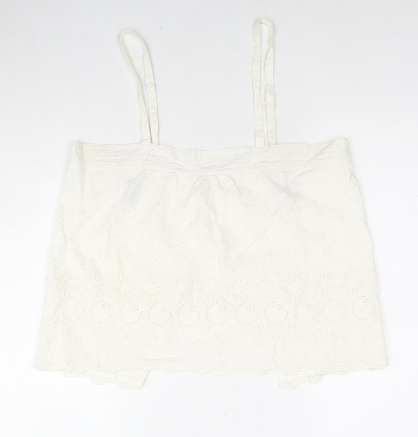 Balin Womens Ivory Floral Cotton Camisole Tank Size 16 Square Neck - Embroidered Flowers