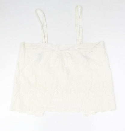Balin Womens Ivory Floral Cotton Camisole Tank Size 16 Square Neck - Embroidered Flowers