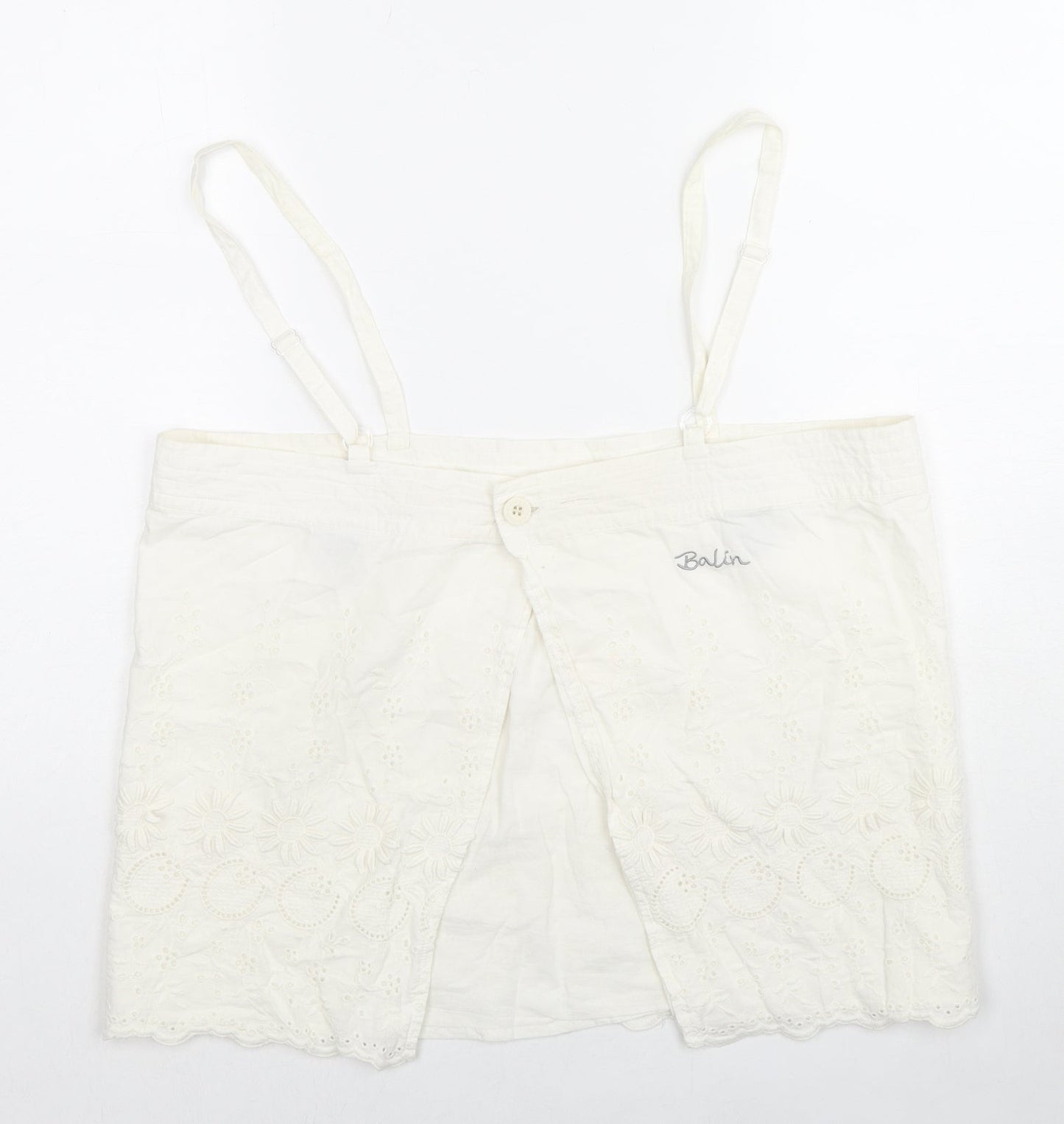 Balin Womens Ivory Floral Cotton Camisole Tank Size 16 Square Neck - Embroidered Flowers