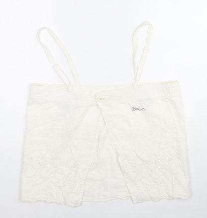 Balin Womens Ivory Floral Cotton Camisole Tank Size 16 Square Neck - Embroidered Flowers
